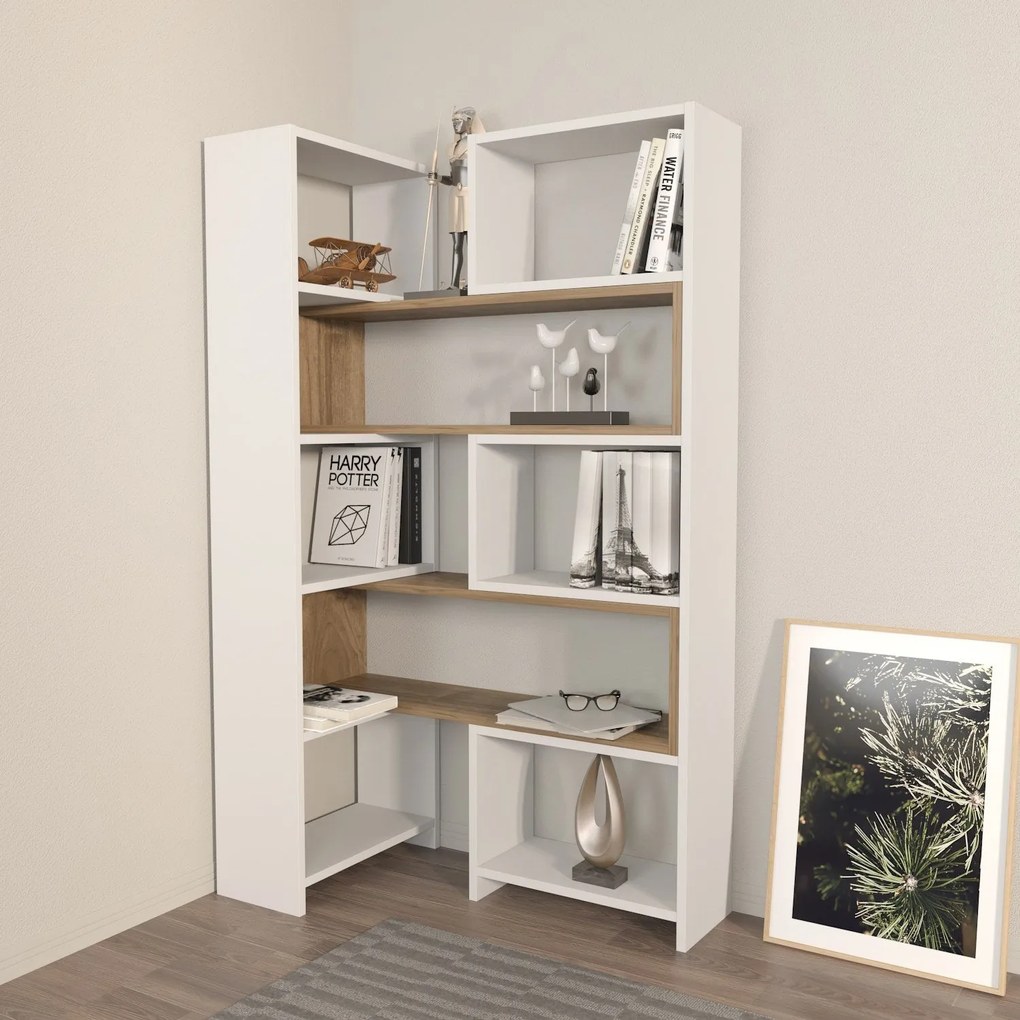 Estante Poyraz – Branco Nogueira – 163,5 x 150 x 22 cm