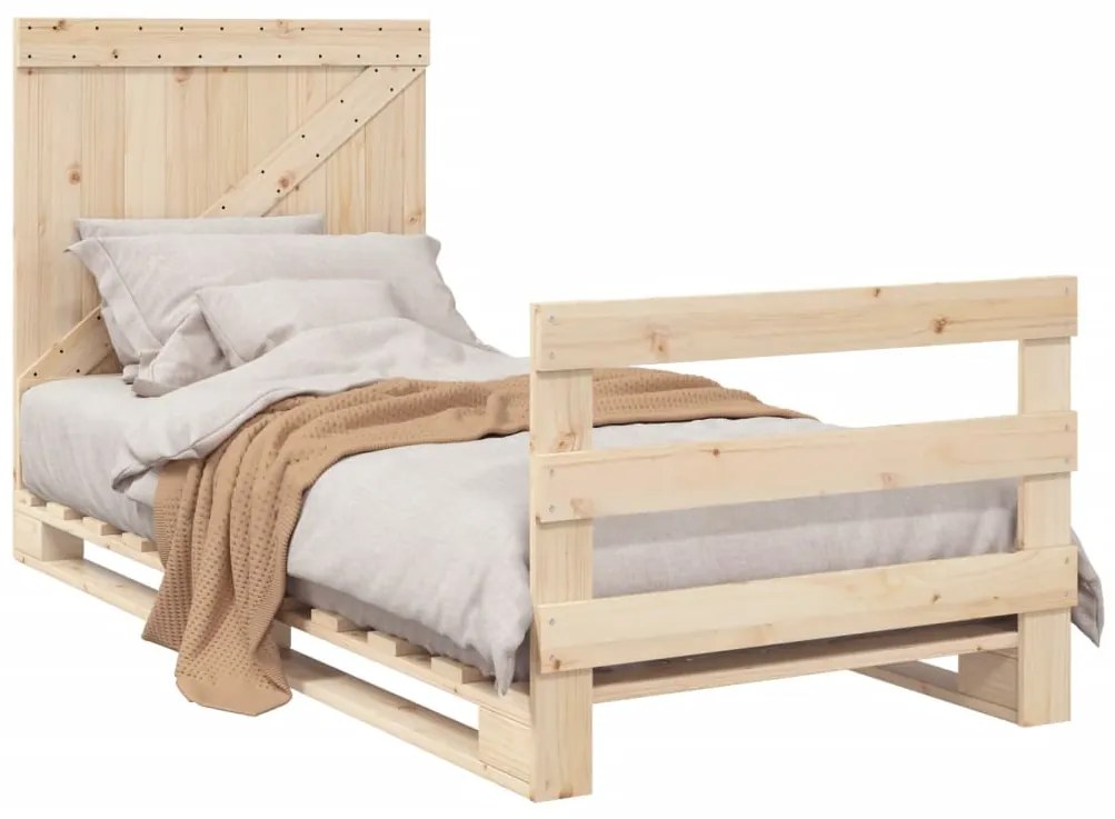 Estrutura de cama com cabeceira 90x200 cm pinho maciço