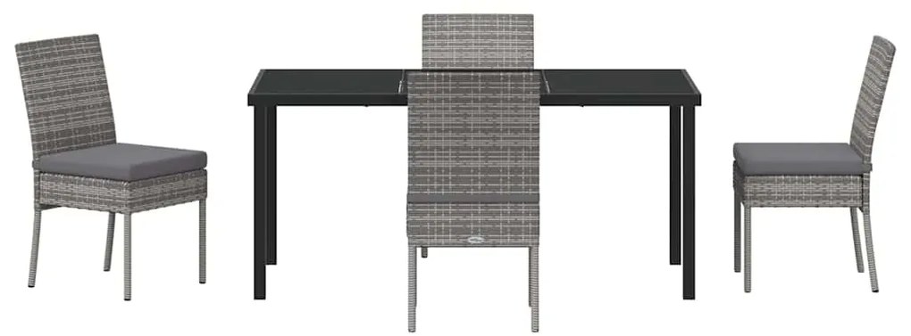 Conjunto de jantar de jardim com 5 peças em rattan sintético cinza.