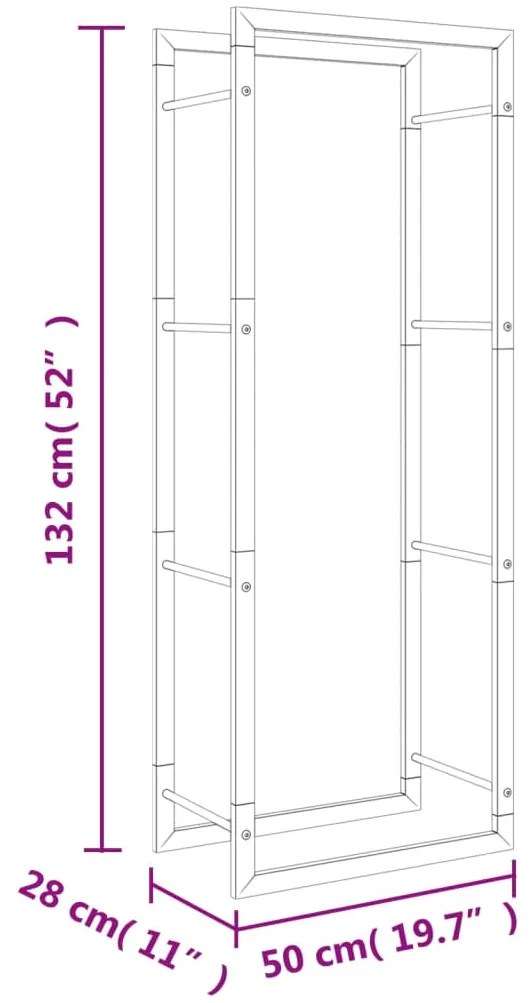 Suporte para lenha 50x28x132 cm aço inoxidável