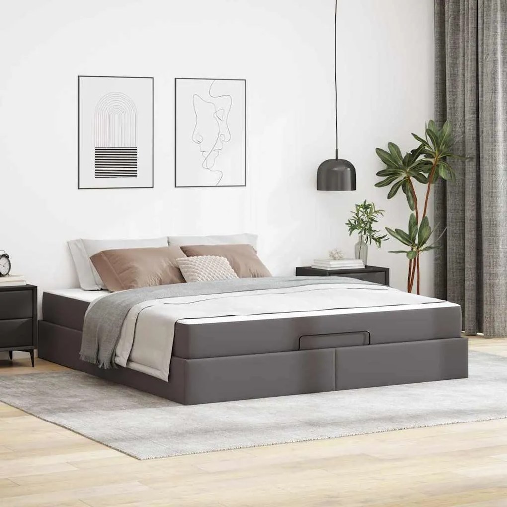 vidaXL Estrutura de cama com colchão Outros Cinzeto 180 x 200 cm