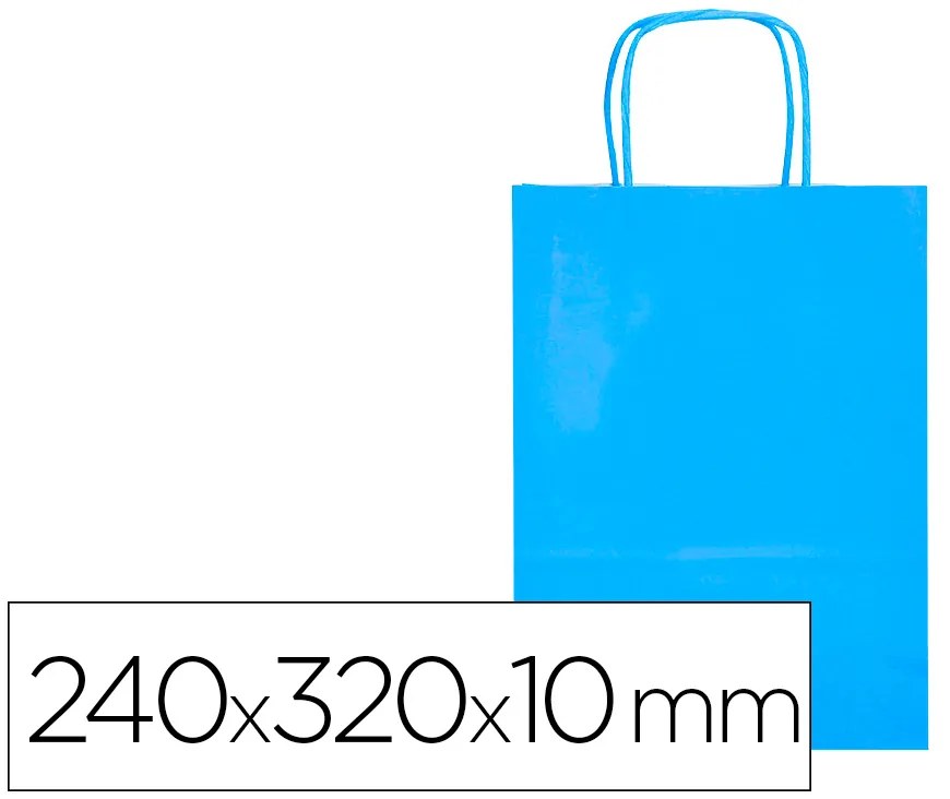 Saco de Papel Basika Celulose Celeste S com Asa Torcida 240x320x10 mm