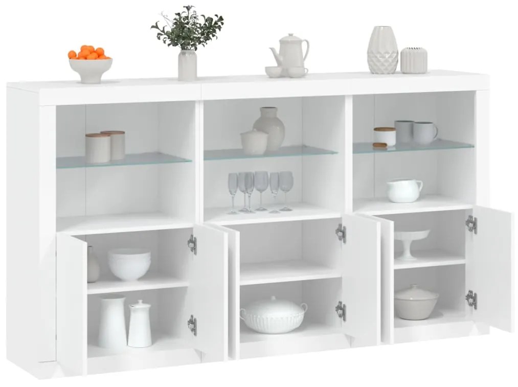 vidaXL Aparador com luzes LED 181,5x37x100 cm branco