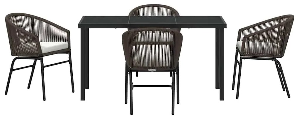 Conjunto de Jantar de Jardim com 5 Peças - Rattan Poliéster Castanho