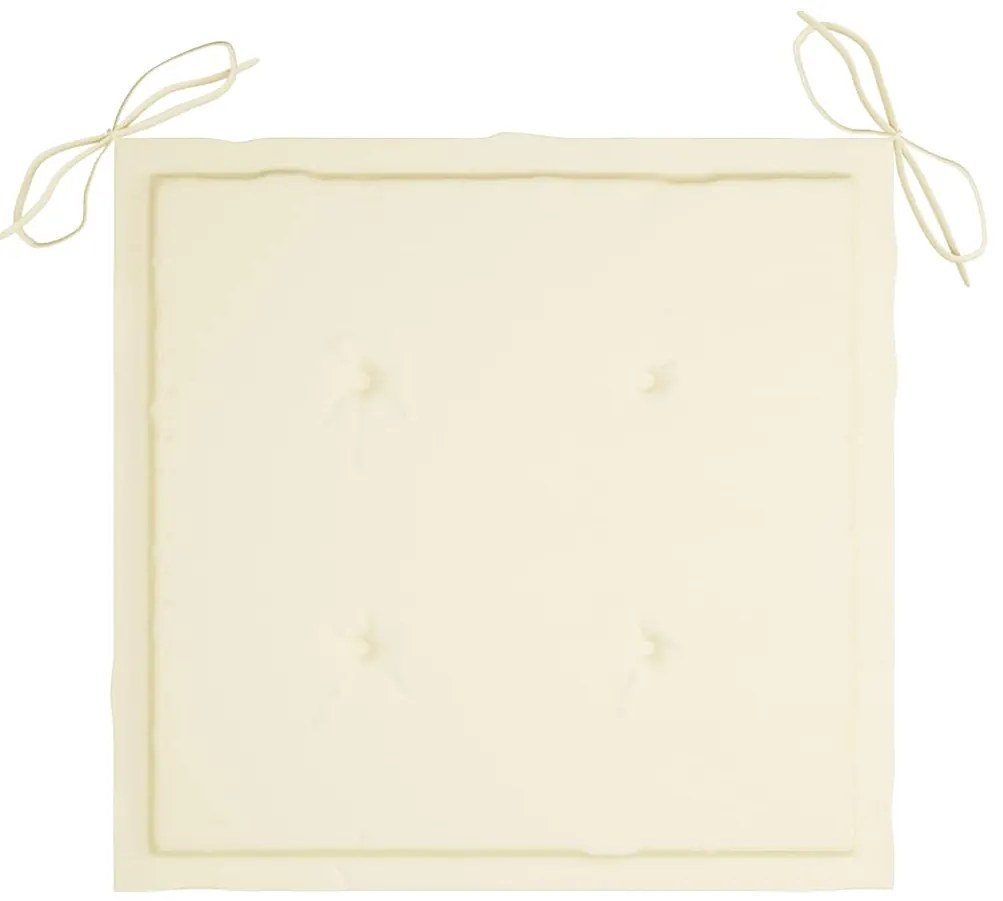 Cadeiras de jardim c/ almofadões creme 6 pcs teca maciça
