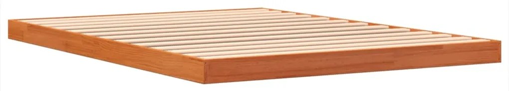 Estrutura de cama 140x190 cm madeira pinho maciça castanho cera