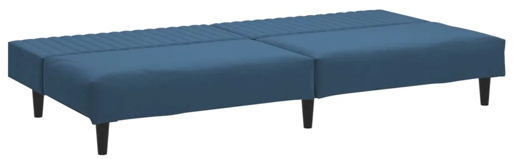 Sofá-cama de 2 lugares veludo azul