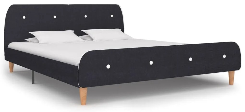 Estrutura de cama 160x200 cm tecido cinzento-escuro