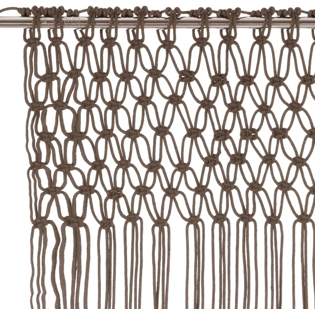 Cortina em macramé 140x240 cm algodão cinzento-acastanhado