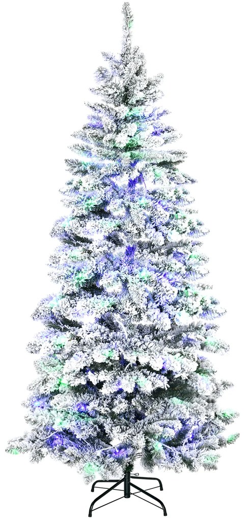 HOMCOM Árvore de Natal 210 cm com 250 Luzes LED Árvore de Natal Nevada