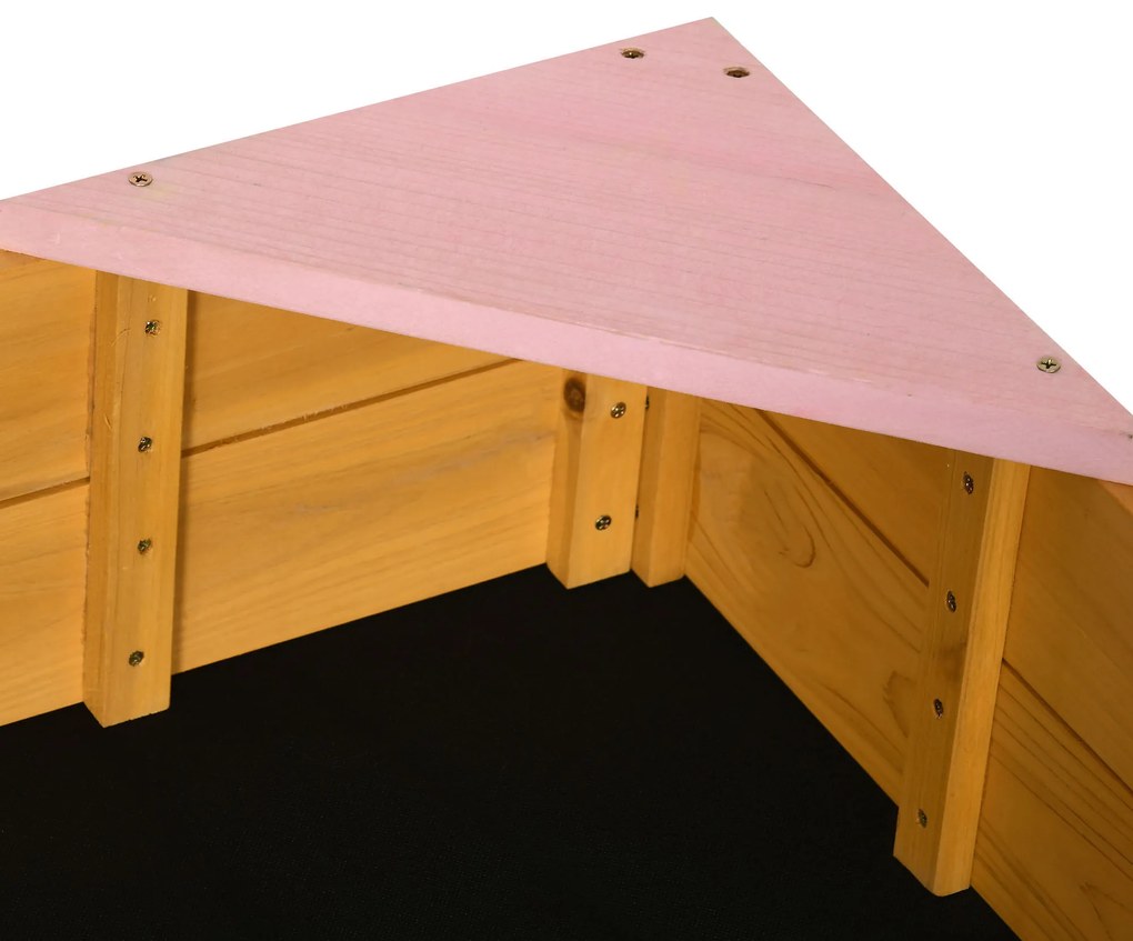 Outsunny Caixa de Areia de Madeira Caixa de Areia para Crianças de 3-8 Anos com Tecido não Tecido e 4 Assentos para jardim Pátio Varanda 109x109x19,8 cm Madeira