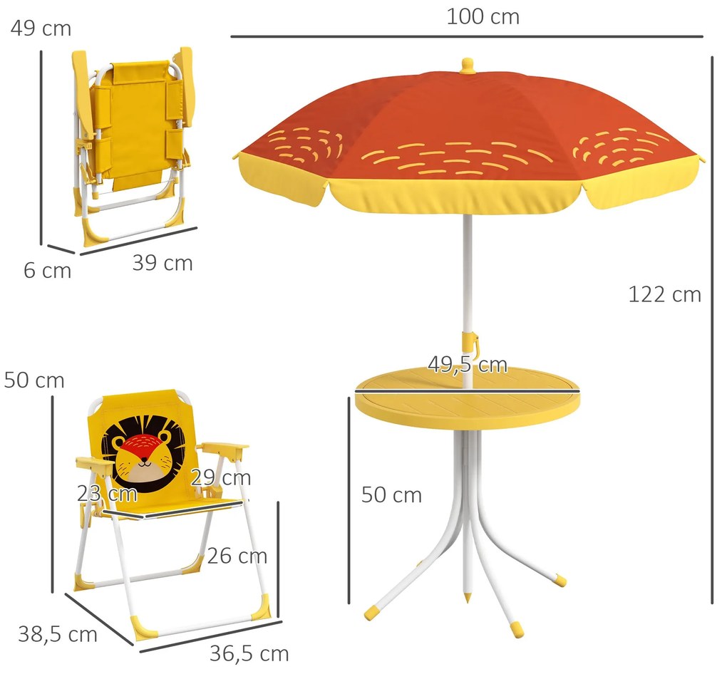 Conjunto Infantil de Mesa e Cadeiras de Exterior Conjunto de 2 Cadeira