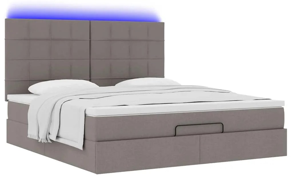 Estrutura de cama otomana com colchão tecido cinzento 160x200cm