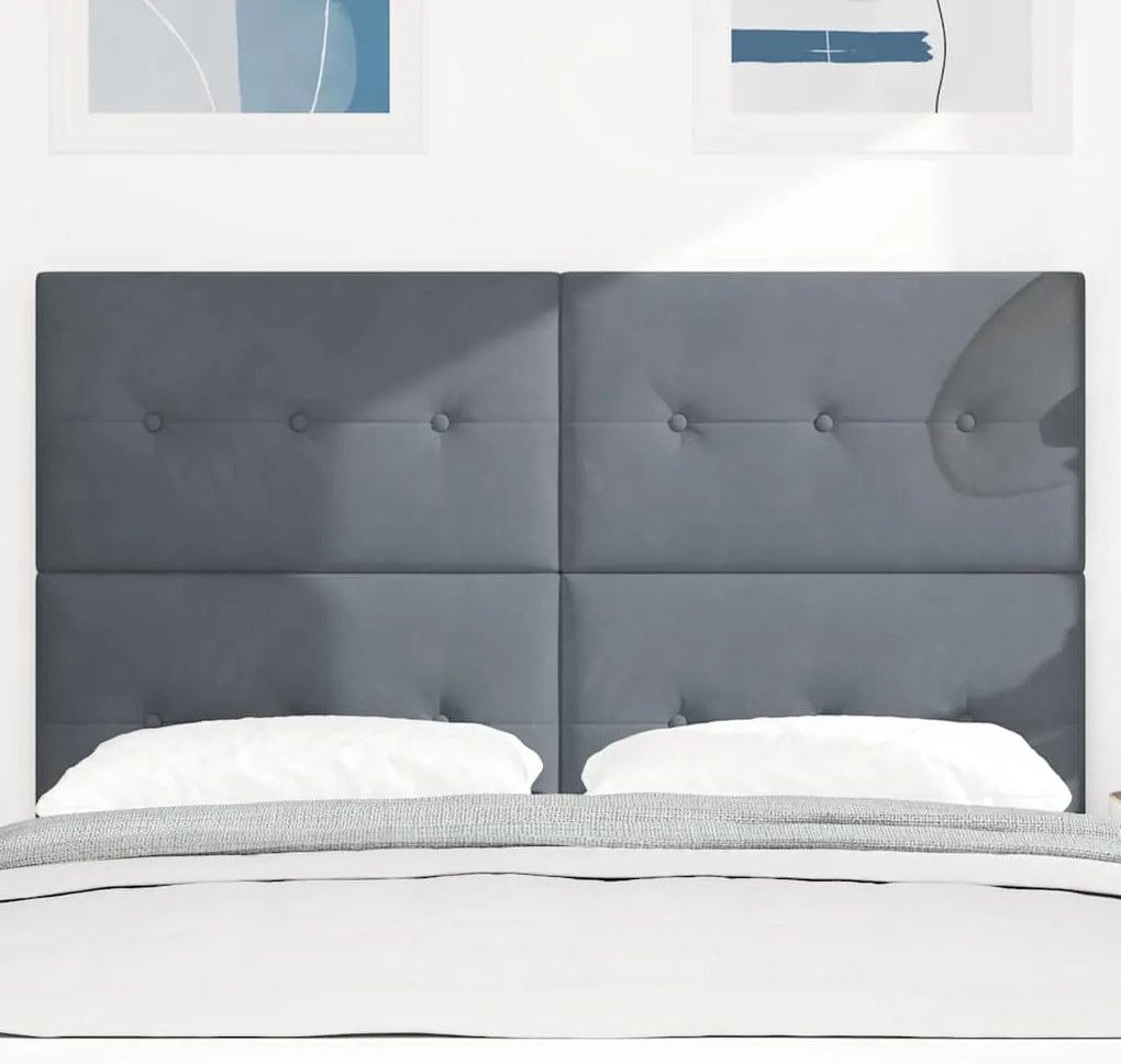 Cabeceira LED vidaXL Cinza Escuro 80 cm Veludo