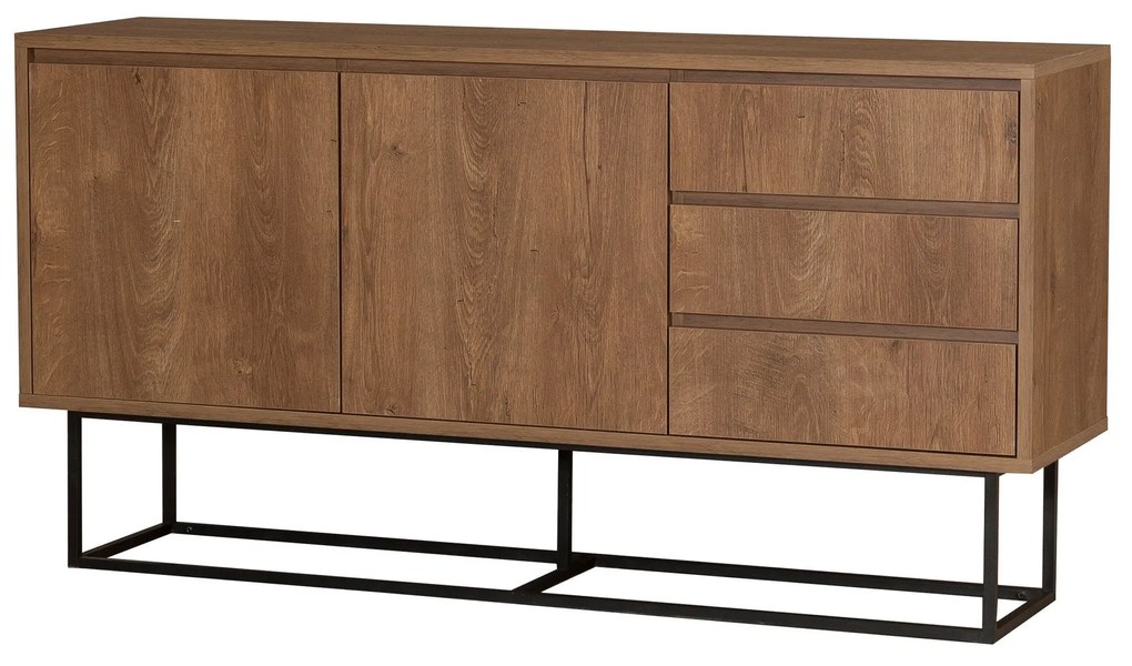 Conjunto de Mobiliário de Sala Laxus – Noz/Preto – TV: 140x50x40 cm, M