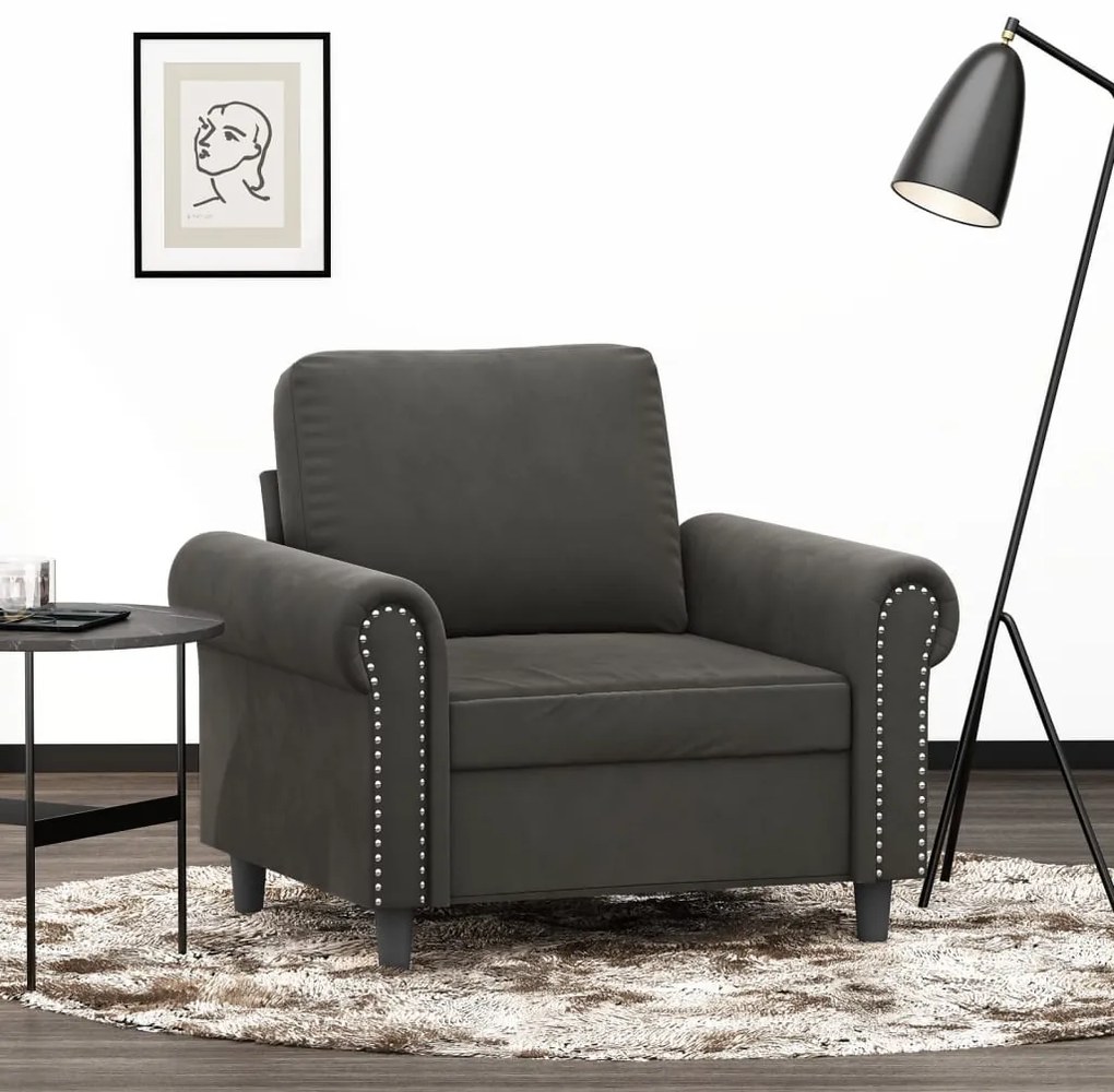 vidaXL Poltrona 60 cm veludo verde-escuro