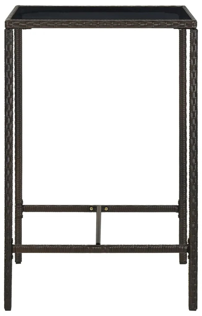 3 pcs conjunto de bar p/ jardim com almofadões vime PE castanho