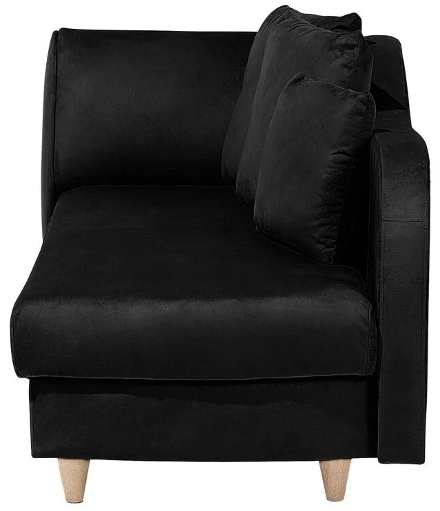 Chaise-longue à esquerda de 2 lugares com arrumação em veludo preto MERI Beliani
