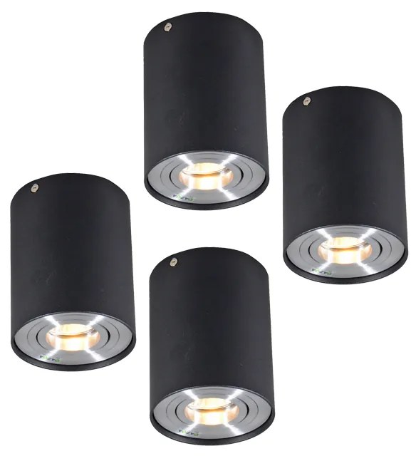 Conjunto de 4 Focos de Teto Rondoo Up Preto