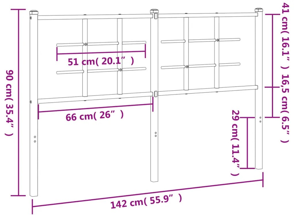 Cabeceira de cama 135 cm metal branco