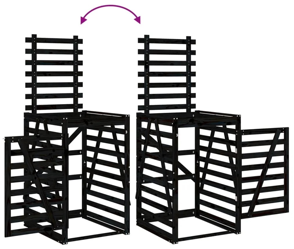 Abrigo para caixote do lixo 84x90x128,5 cm pinho maciço preto