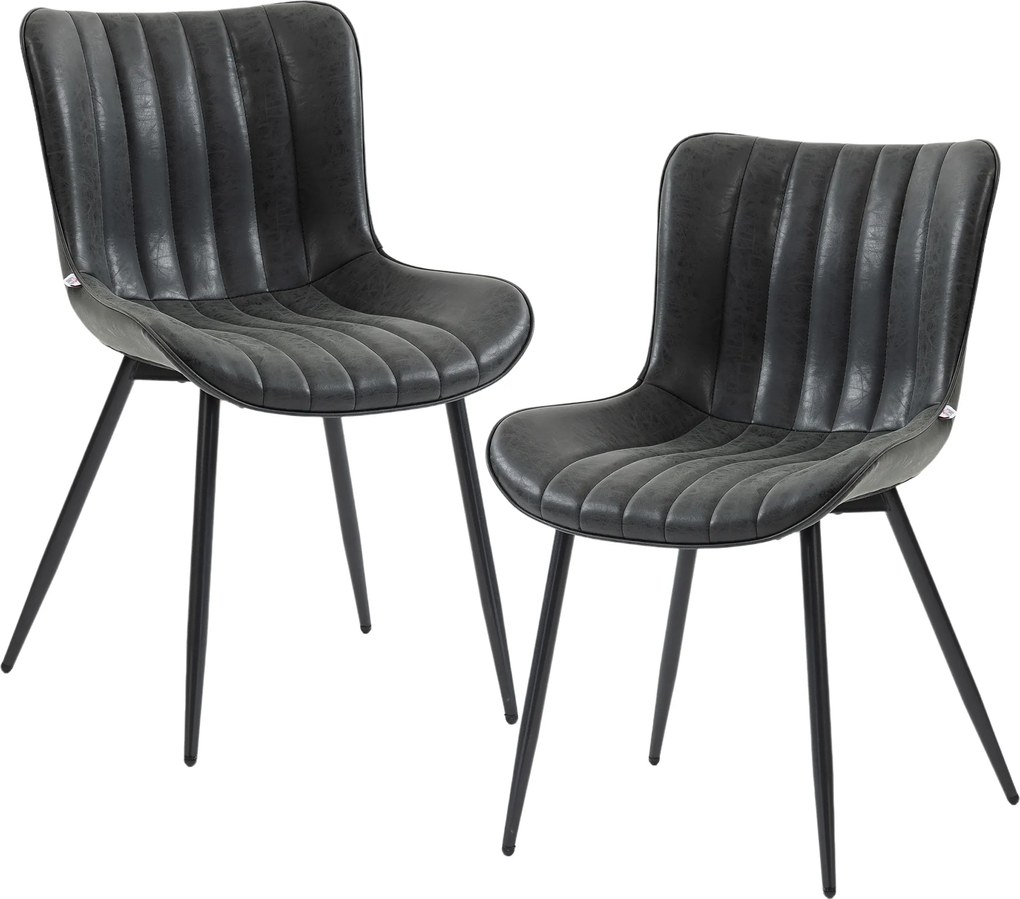 Conjunto de 2 Cadeiras de Sala de Jantar (MESA NÃO INCLUIDA), 49 x 61 x 80,5 cm, Pés de Aço Ajustáveis, Preto
