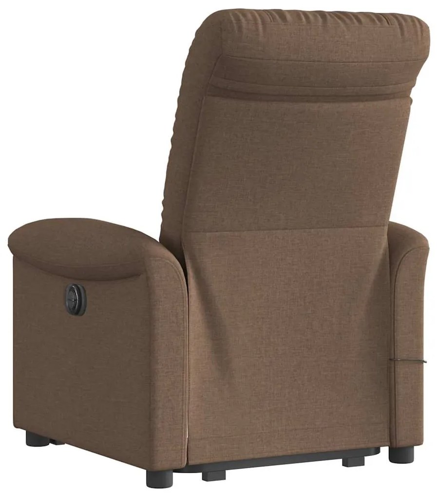 Poltrona reclinável massagens tecido castanho
