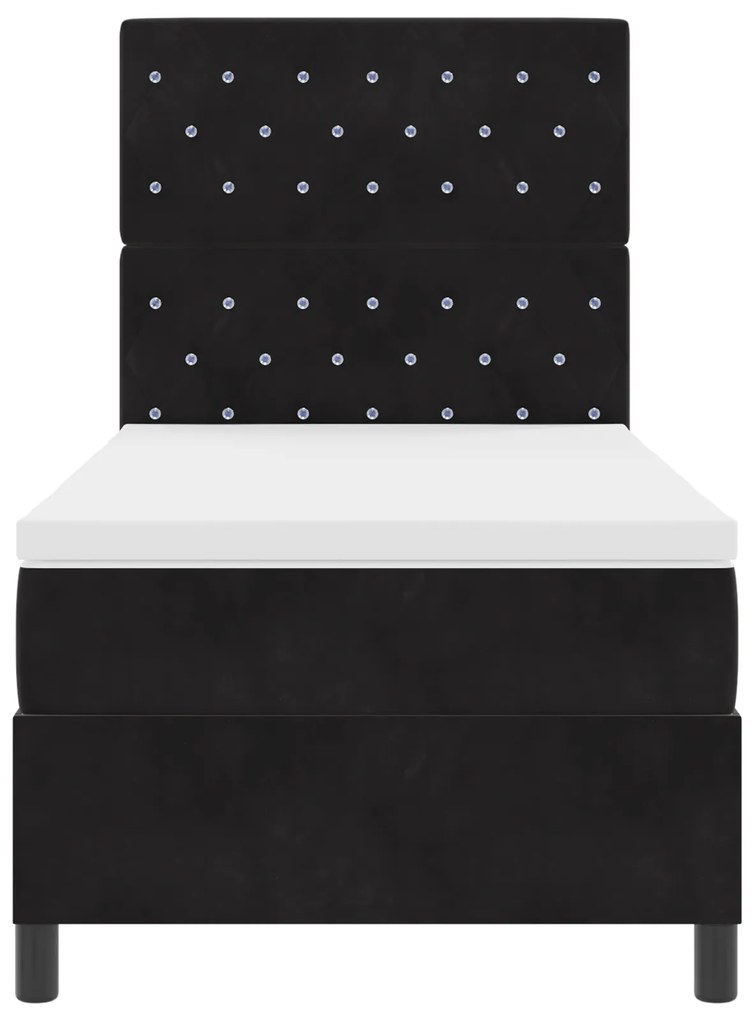 Camas Box Spring vidaXL com Colchão Preto 90x200 cm Veludo