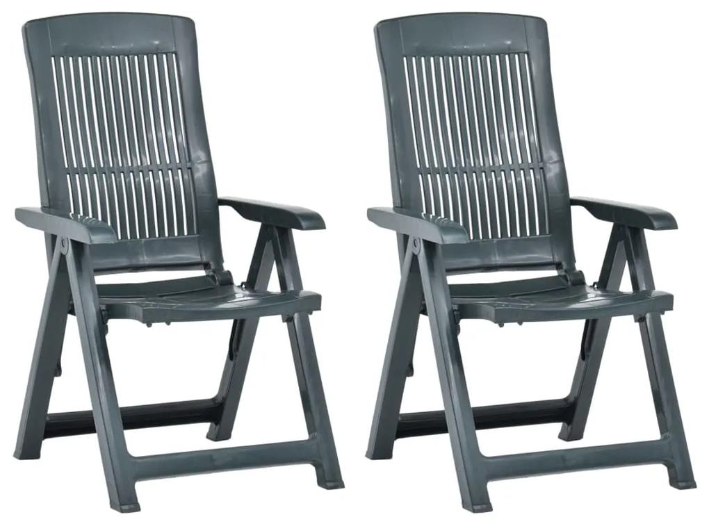 48767 vidaXL Cadeiras de jardim reclináveis 2 pcs plástico verde
