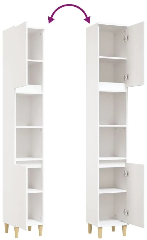Armário casa de banho 30x30x190 cm derivados de madeira branco