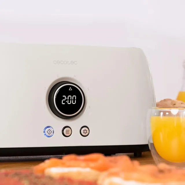 Torradeira digital extra dupla ClassicToast 15000 Beige. 1500 W, capacidade para 4 torradas, 2 ranhuras longas extra largas, 3 funções, luz LED, inclu