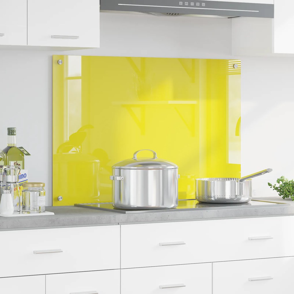 backplash de cozinha vidaXL Amarelo 90x60x0,6 cm em vidro temperado