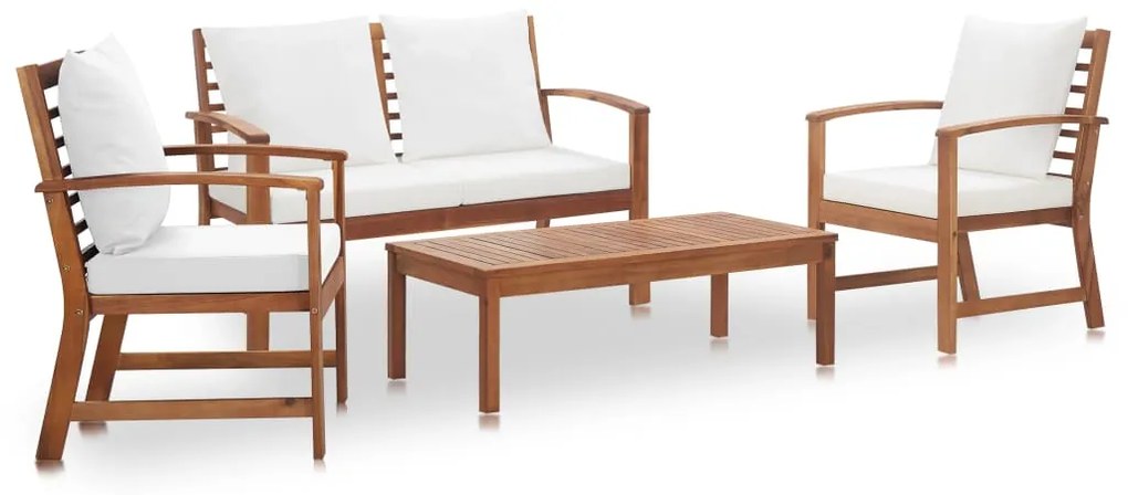 vidaXL 4 pcs conjunto lounge de jardim c/ almofadões acácia maciça