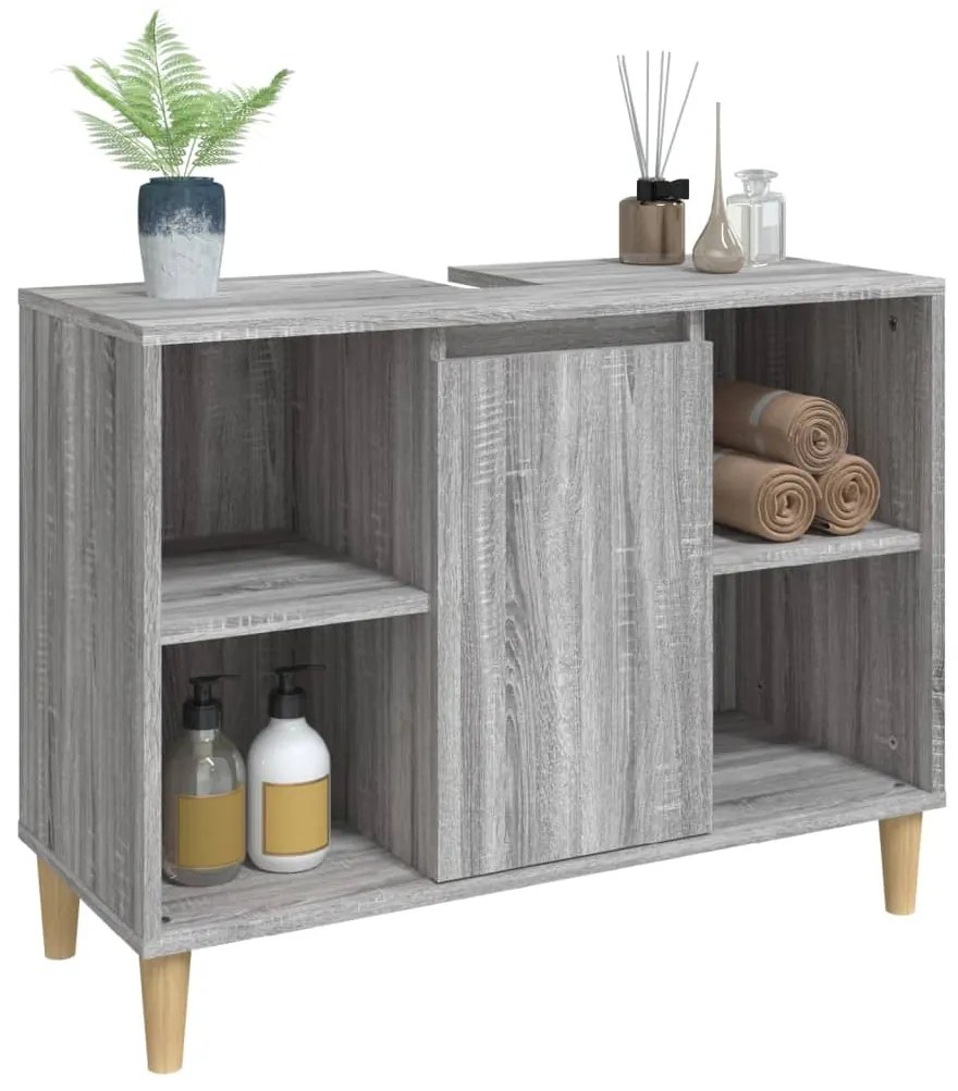 Móvel p/ lavatório 80x33x60 cm derivados madeira cinza sonoma