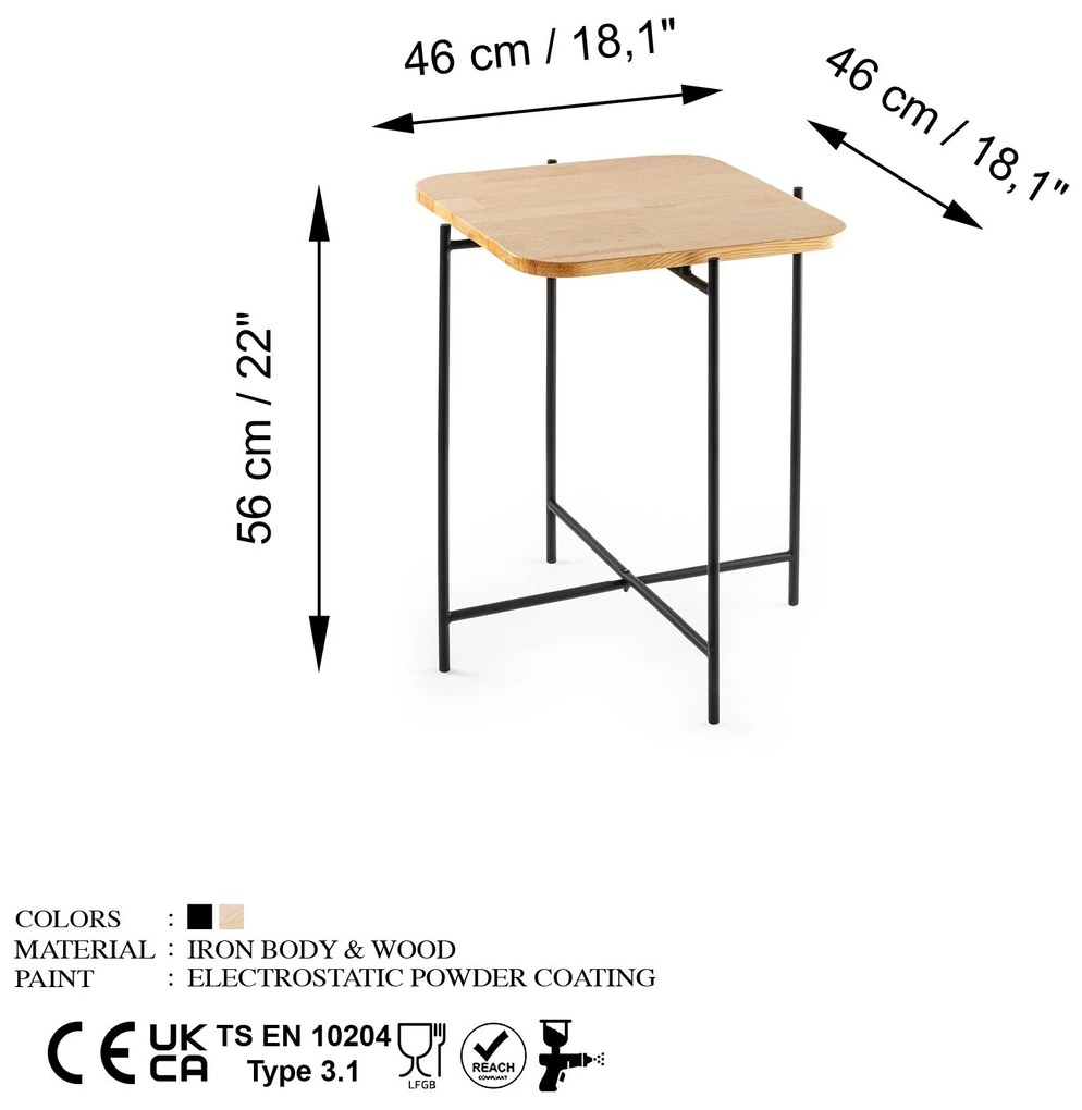 Mesa de Centro Shb-005 – Preto Natural – 46x56x46 cm | Tribo Home