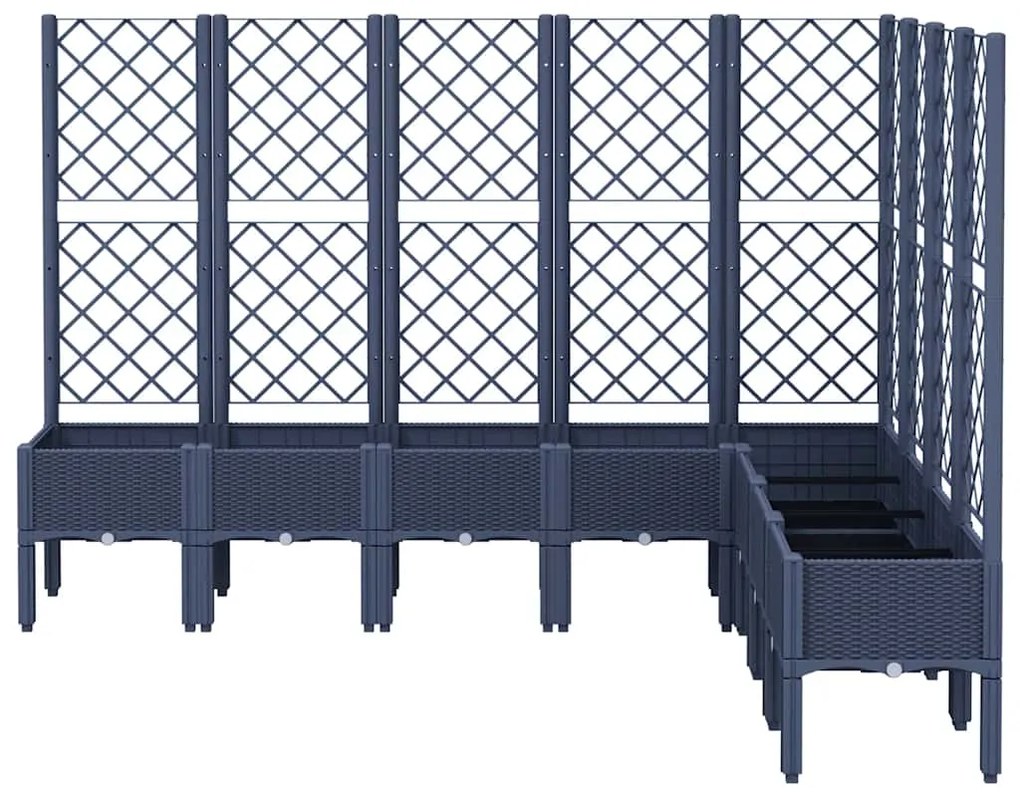 Vaso/floreira de jardim c/ treliça 200x160x142 cm PP cinzento azul