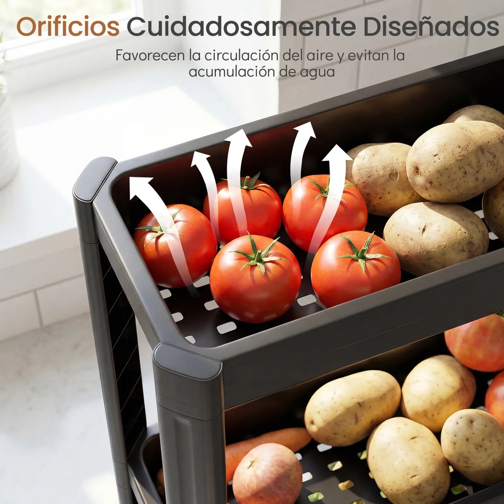 Carrinho de 5 prateleiras, estreito, com rodas suaves 54 x 18,5 x 124 cm em PP Organizador multifuncional para casa de banho, cozinha e lavandaria Pre