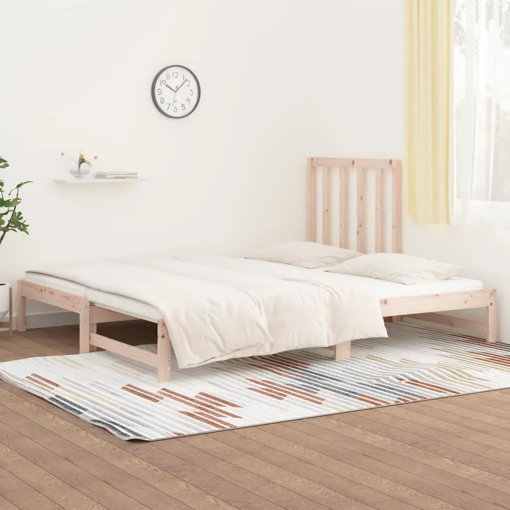 Estrutura sofá-cama de puxar 2x(90x190) cm pinho maciço