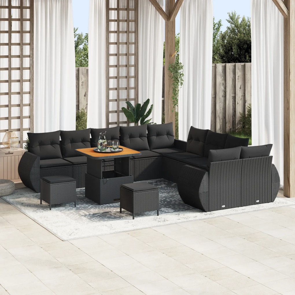 Conjunto de Sofás de Jardim vidaXL com Almofadas em Rattan Polímero Pr