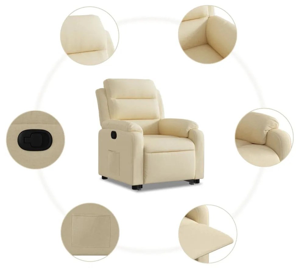 Poltrona reclinável elevatória tecido cor creme
