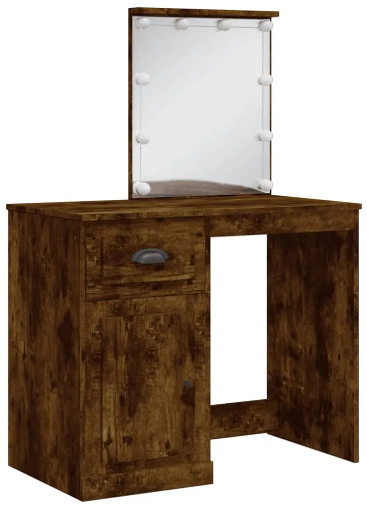 Toucador com luzes LED 90x42x132,5 cm carvalho fumado