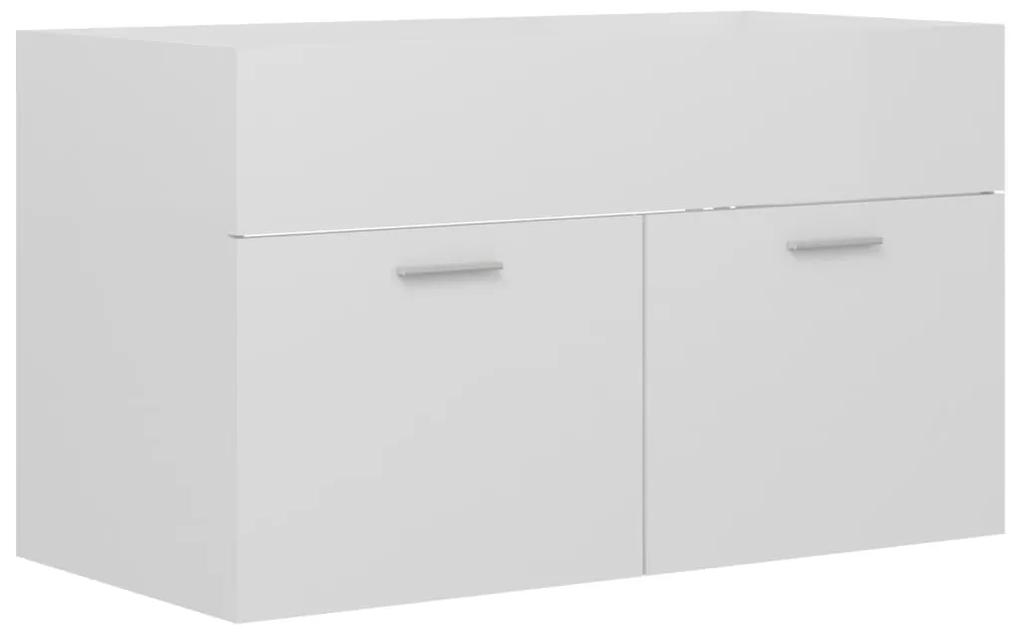 Armário lavatório 80x38,5x46 cm contraplacado branco brilhante