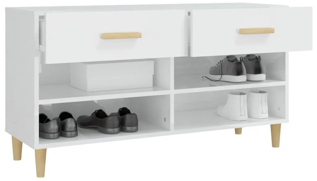 Sapateira 102x35x55 cm derivados de madeira branco brilhante