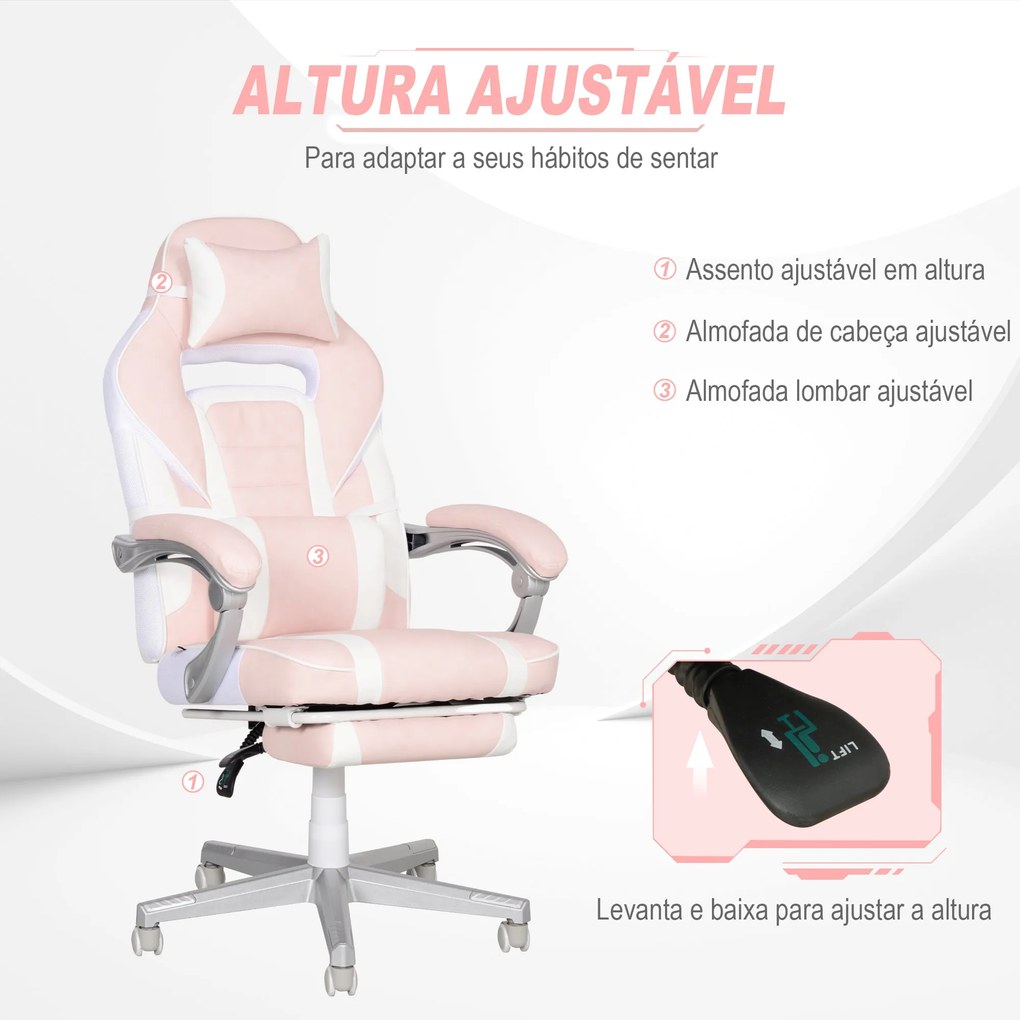 Cadeira Gaming Cadeira de Escritório Reclinável com Altura Ajustável A
