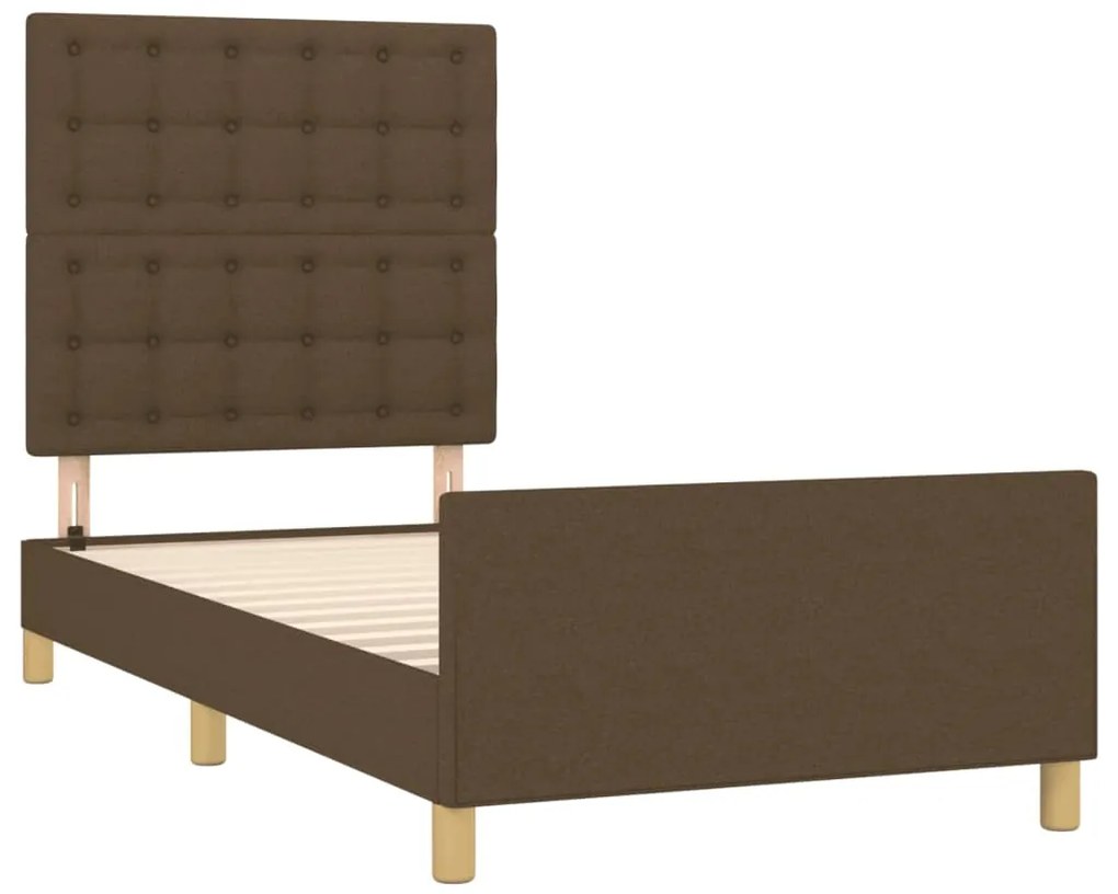 Estrutura de cama sem colchão 90x200 cm tecido castanho-escuro