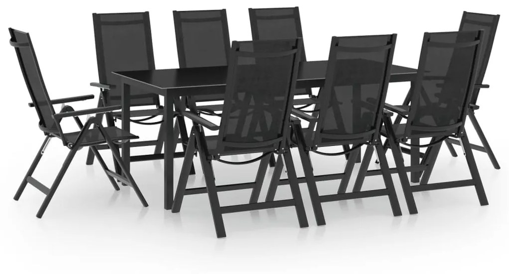 vidaXL 9 pcs conjunto de jantar para jardim alumínio antracite