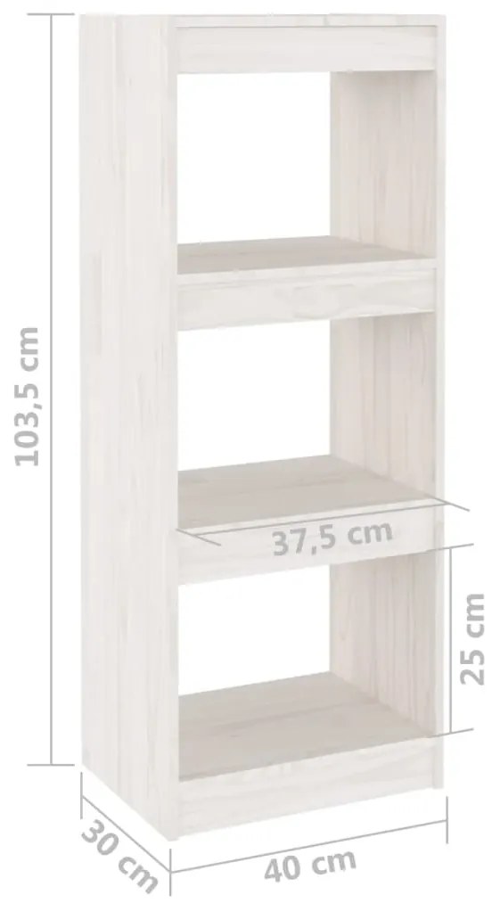 Estante/divisória 40x30x103,5 cm pinho maciço branco