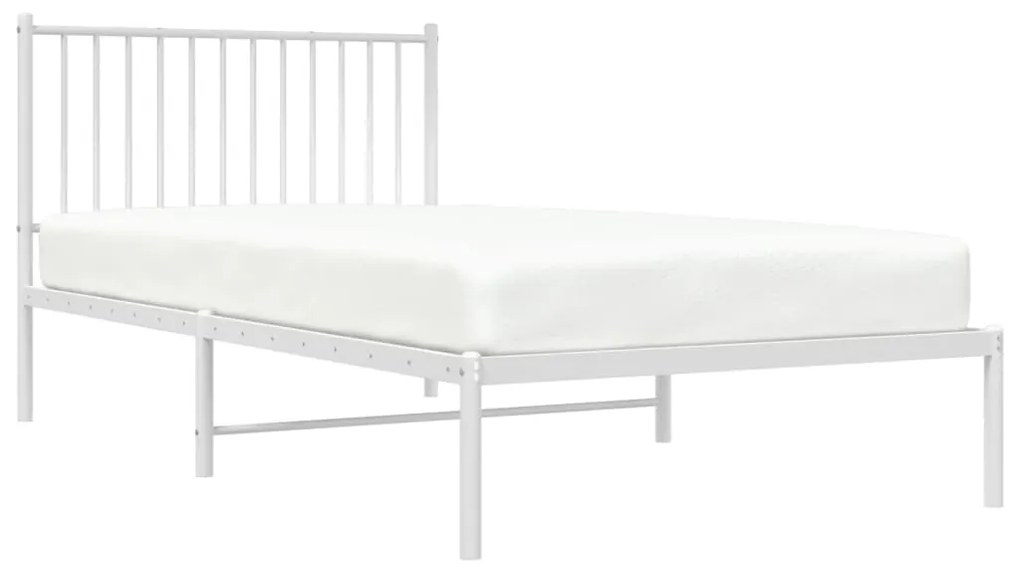 Estrutura de cama com cabeceira 100x200 cm metal branco