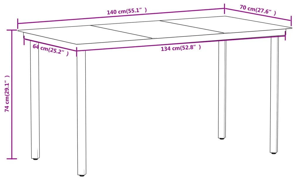 7 pcs conjunto de jantar para jardim preto