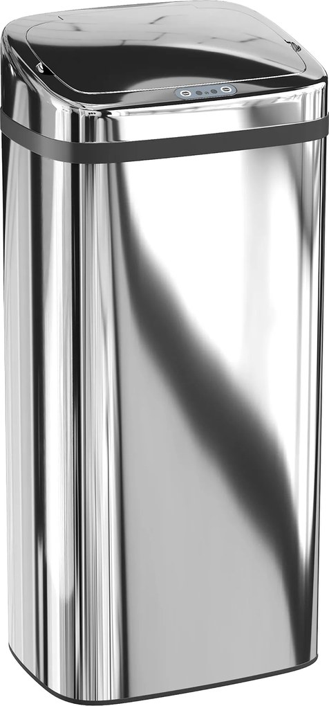 HOMCOM Contentor de Lixo de 40L com Sensor para Abertura e Fecho Automático, 33x25x70 cm, Prateado | Aosom Portugal